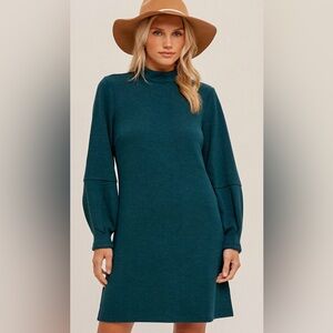 Anory Emerald Green Ribbed Knit MiniDress